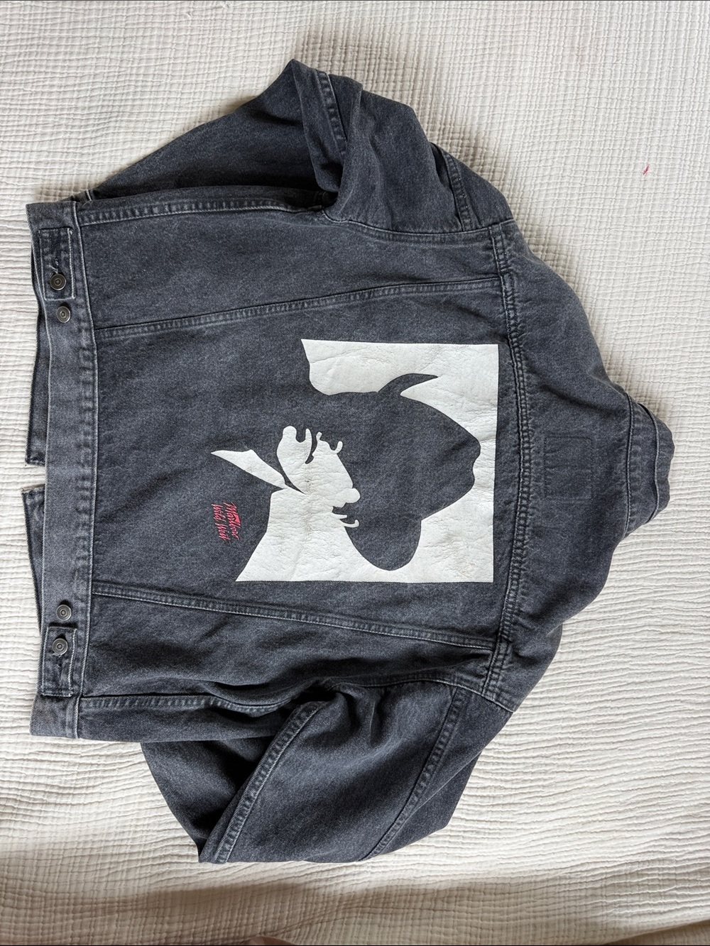 Men's Washed Black Graphic Denim Jacket